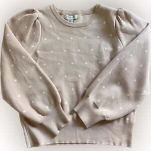Rachel Zoe Pink And White Polka Dot Sweater Bubble Sleeves Women’s Size Medium